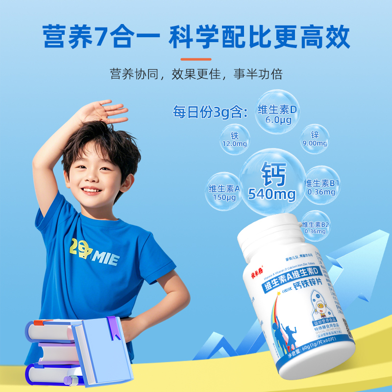 維生素A維生素D鈣鐵鋅片|抓住春季長高關鍵期，鈣D同補添助力！